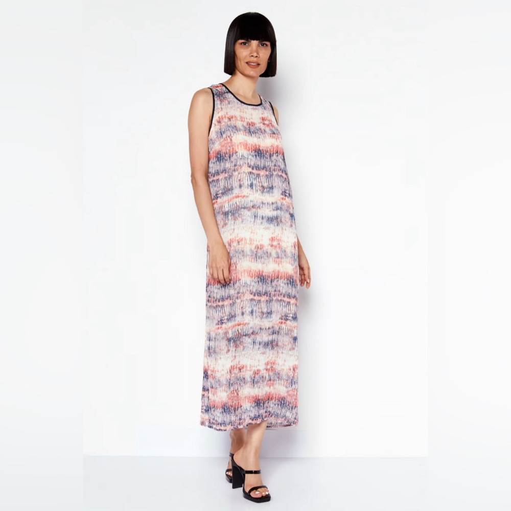 DKNY tie dye printed maxi dress pink navy combo